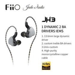 FiiO(JadeAudio) JH3 1DD+2BA Triple Hybrid Driver In-ear Earphone IEM HiFi Audio with Detachable 0.78 Cable Brass